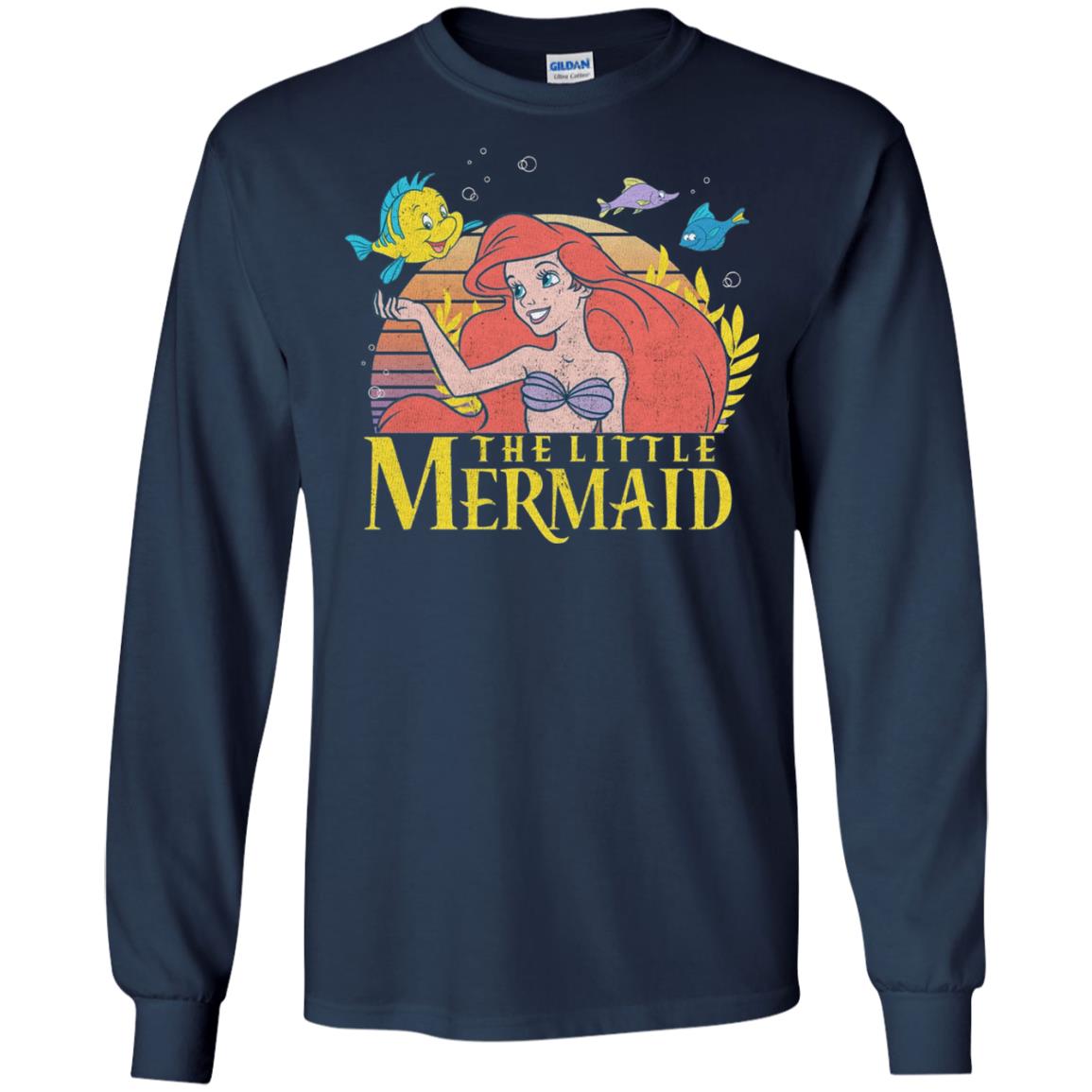 Cartoon T-shirt Mermaid Ariel Flounder Navy