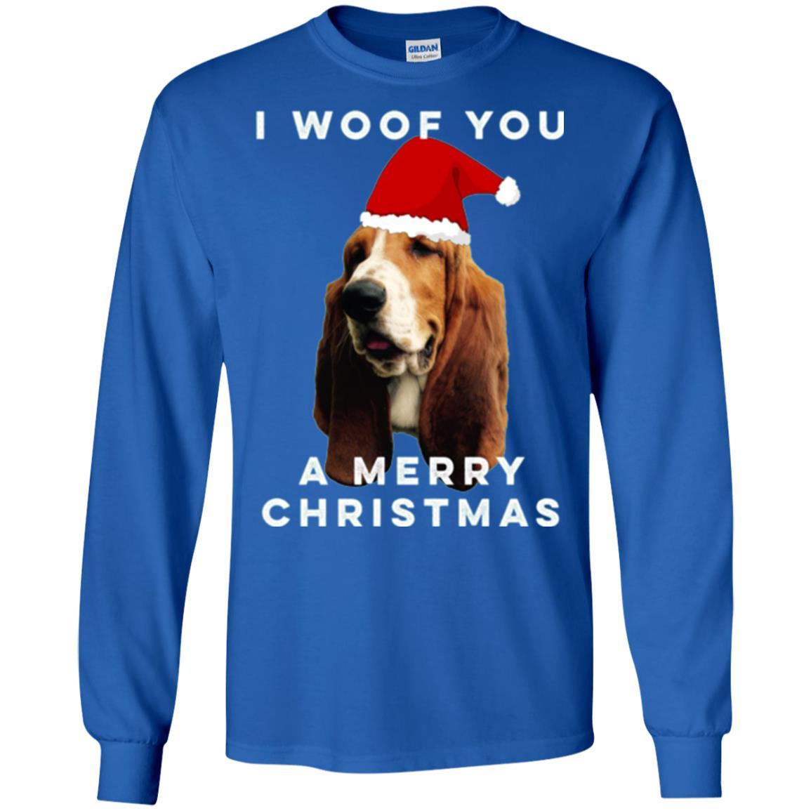 Basset Hound T-shirt I Woof You A Merry Christmas Royal