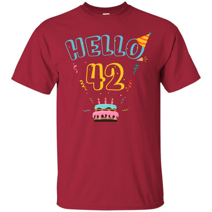 Hello 42 Forty Two 42nd 1976s Birthday Gift Shirt Cardinal