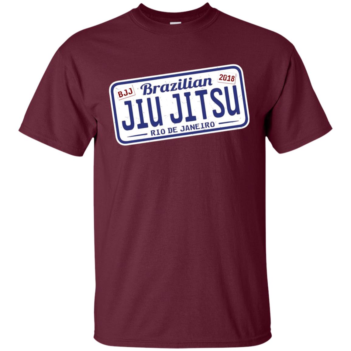 Funny Jiu Jitsu Bjj License Plate T-shirt Maroon