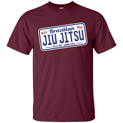 Funny Jiu Jitsu Bjj License Plate T-shirt Maroon