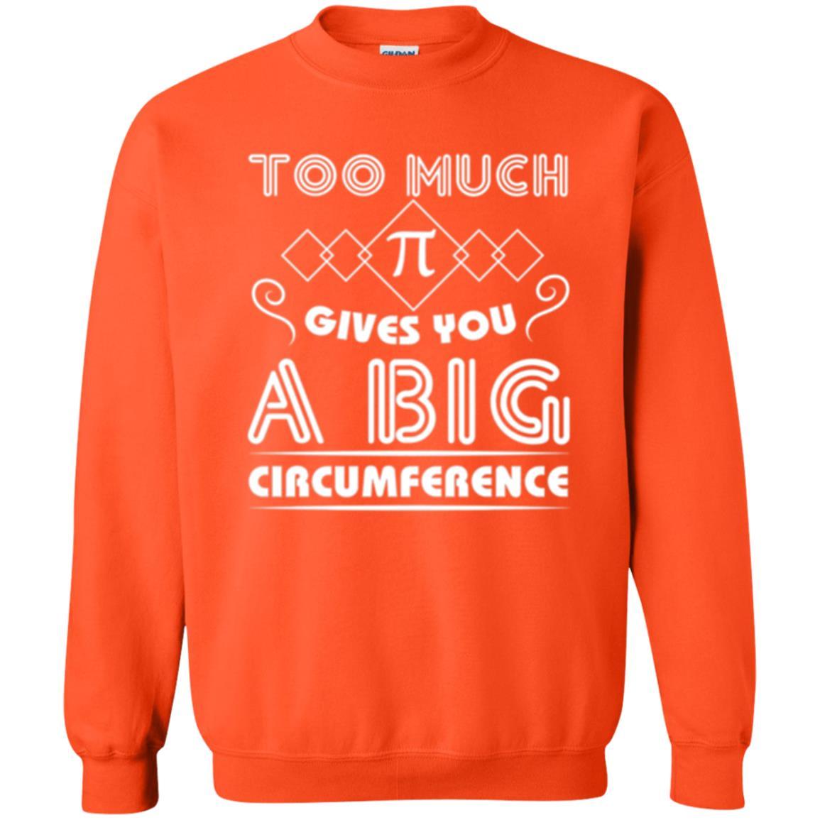 Math Science T-shirt Too Much Pi Gives You A Big Circumference Orange