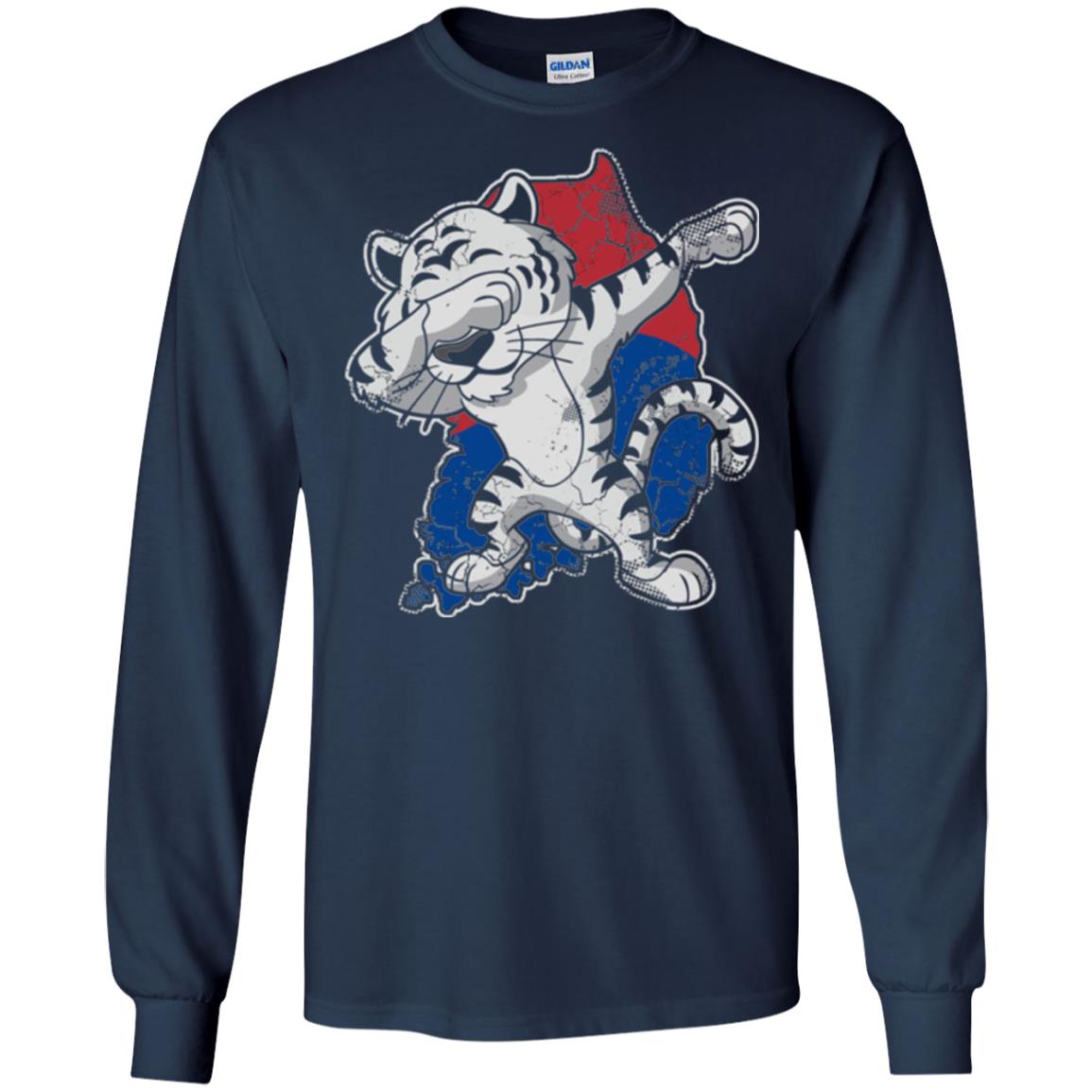 Dabbing White Tiger South Korea Flag T-shirt Navy