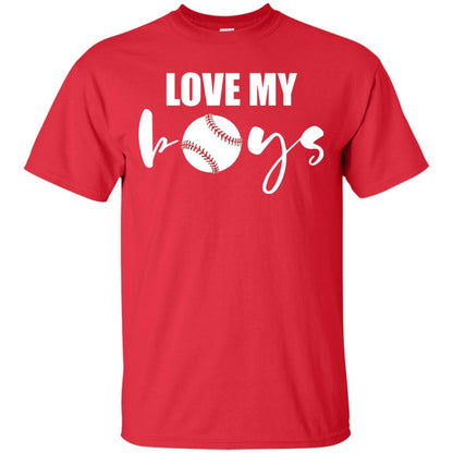 Love My Boys Mom And Dad Baseball Cheer Shirt Red