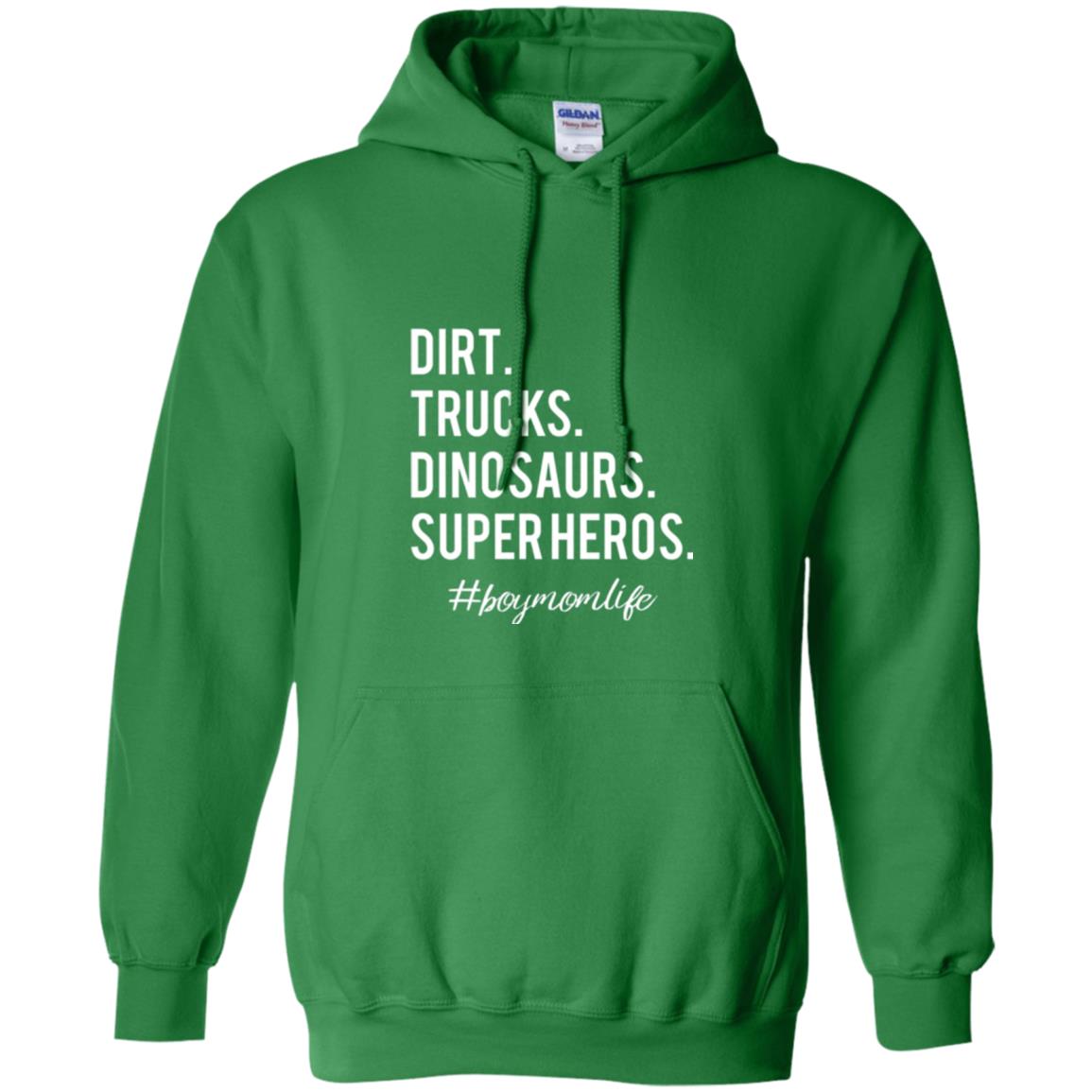 Dirt Trucks Dinosaurs Super Heros #boymomlife Mommy T-shirt Irish Green