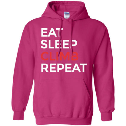 Eat Sleep Climb Repeat Mountain Climber Rock Climbing Shirt Heliconia