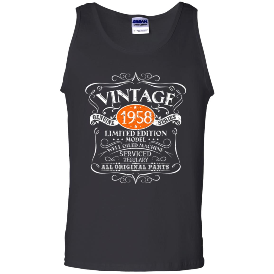 Vintage 60th Birthday T-shirt 1958 All Original Parts Black