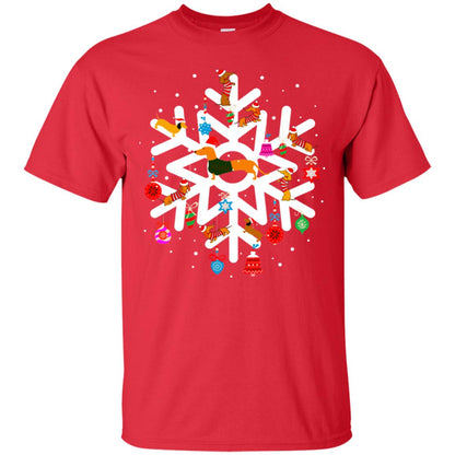 Winter Snow Flower Decorating Bauble And Dachshund X-mas Gift Shirt Red