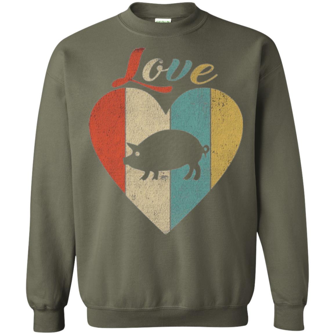 Beautiful Vintage Retro Pig Lover T-shirt Military Green