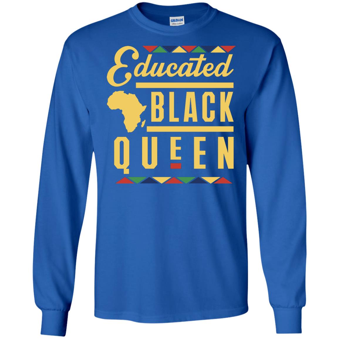 African American T-shirt Educated Black Queen Royal