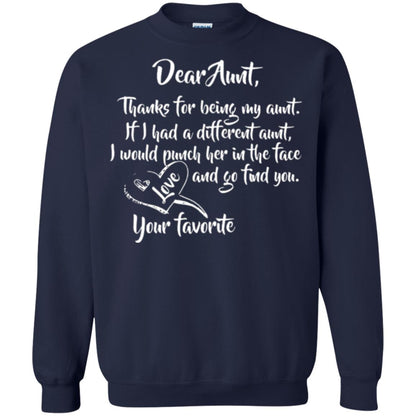 Family T-shirt Dear Aunt Thanks For Being My Aunt Navy