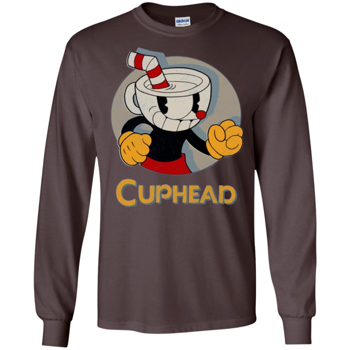 Cuphead Circle Shadow Profile Vintage Graphic T-shirt Dark Chocolate