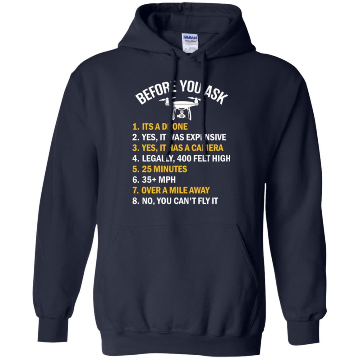 Before You Ask Funny Drone T-shirt You Can_t Fly It Navy