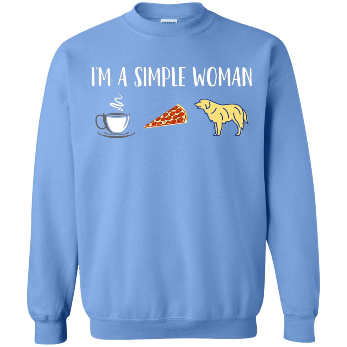 Im A Simple Woman Coffee Pizza Golden Retriever Lover Shirt Carolina Blue