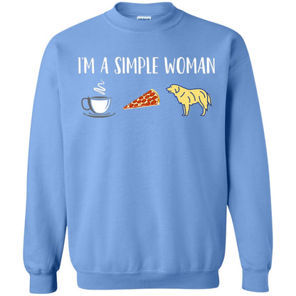 Im A Simple Woman Coffee Pizza Golden Retriever Lover Shirt Carolina Blue