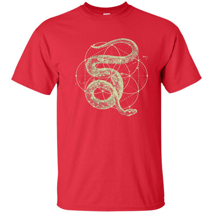 Sacred Geometry Seed Of Life Snake T-shirt Red