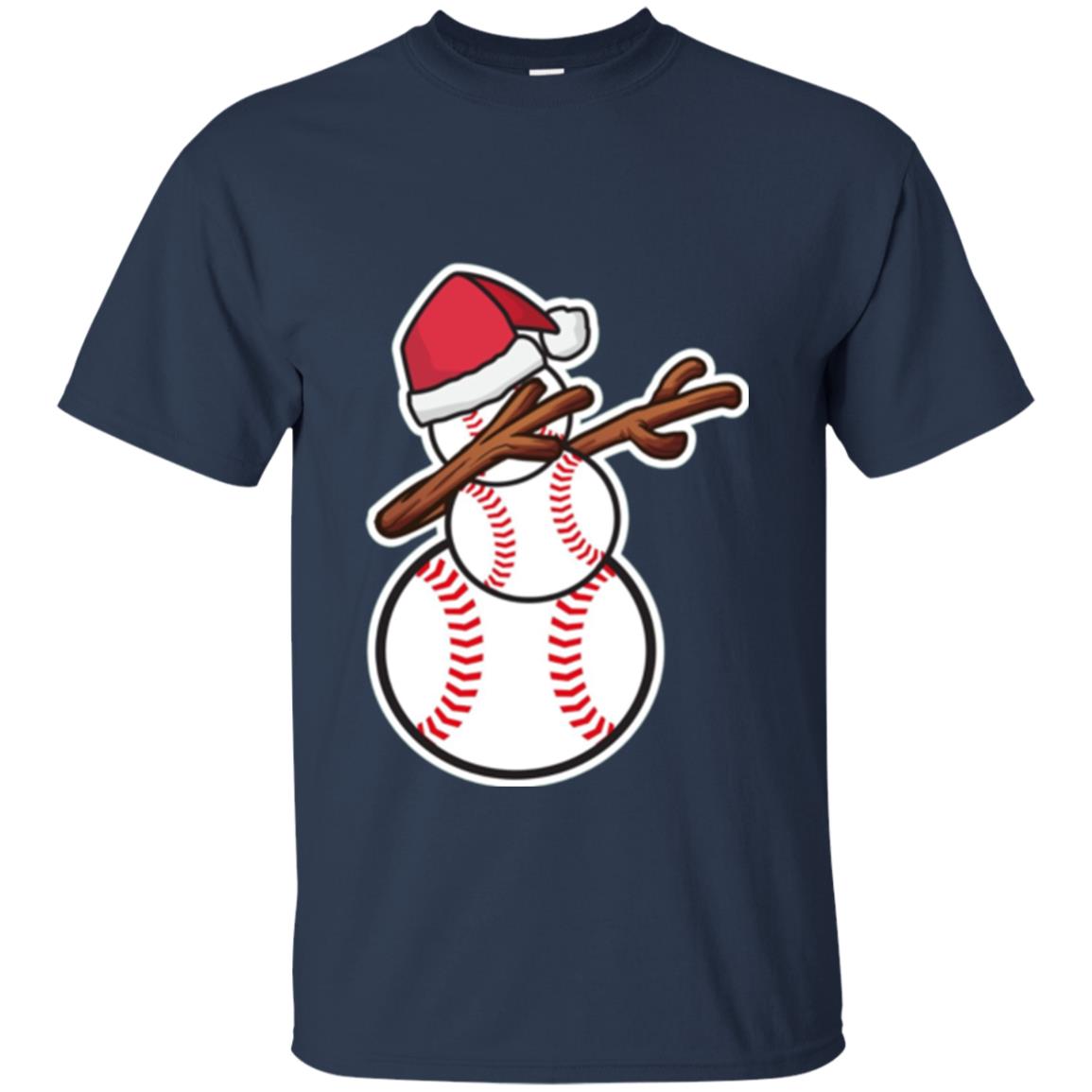 Christmas T-shirt Dabbing Snowman Baseball Navy