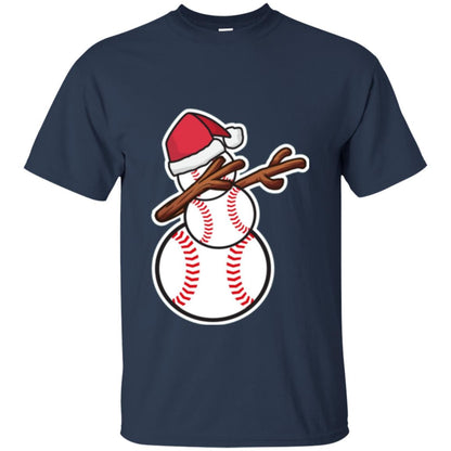 Christmas T-shirt Dabbing Snowman Baseball Navy