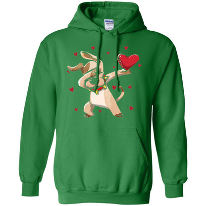 Funny Dabbing Dog Valentine_s Day T-shirt Irish Green