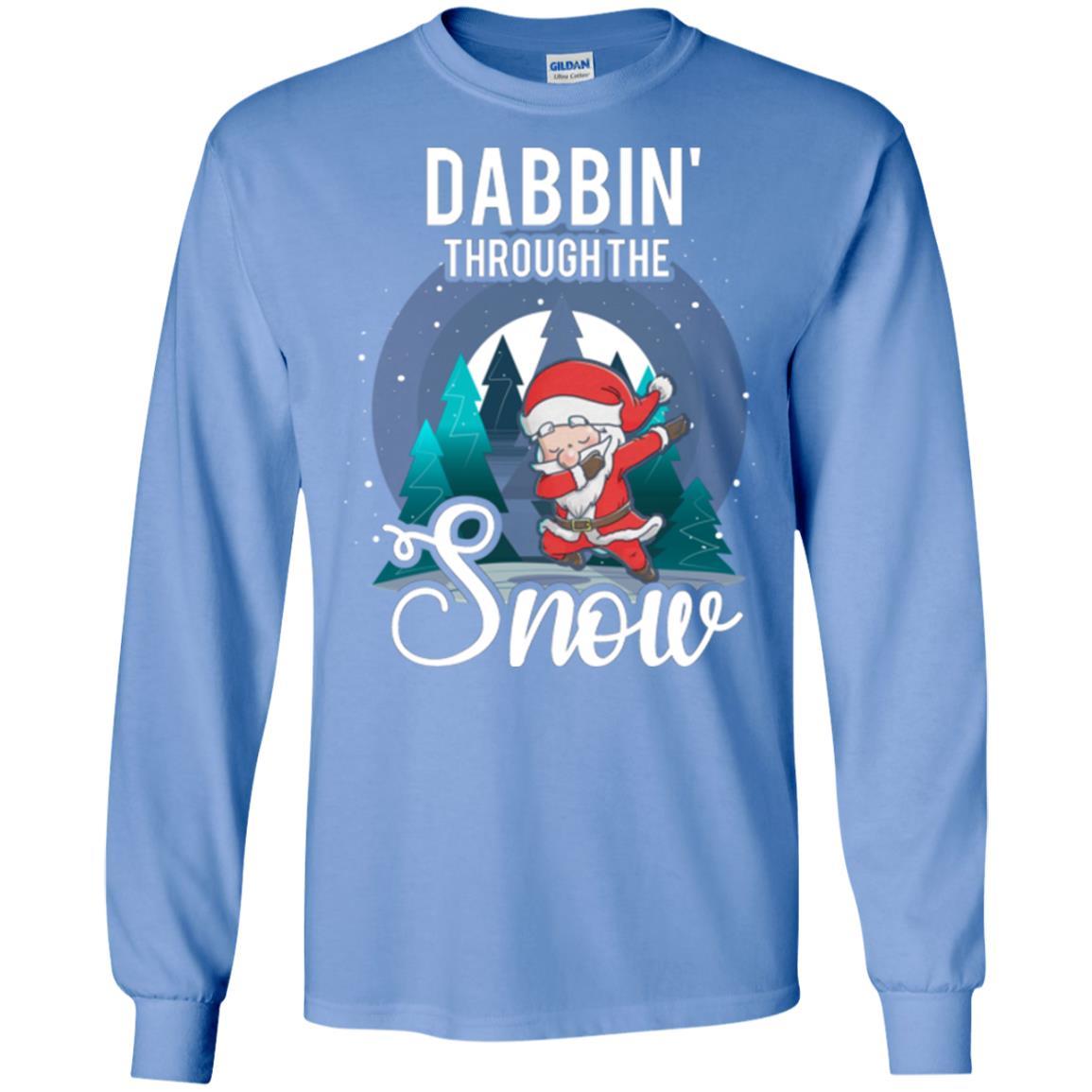 Christmas T-shirt Santa Claus Dabbing Through The Snow Carolina Blue