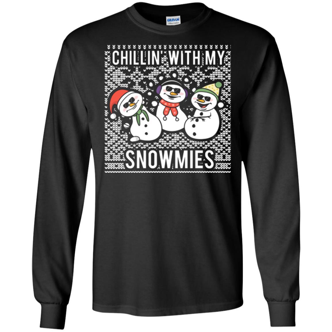 Christmas T-shirt Chillin' With My Snowmies Black