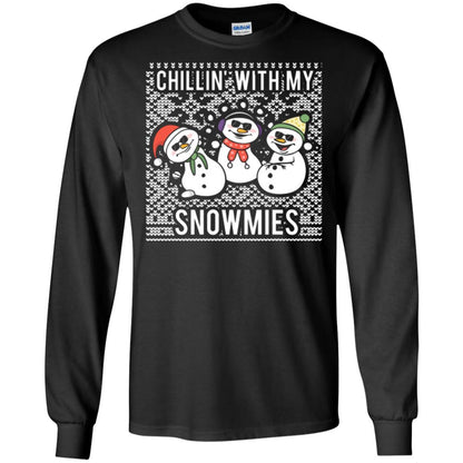 Christmas T-shirt Chillin' With My Snowmies Black