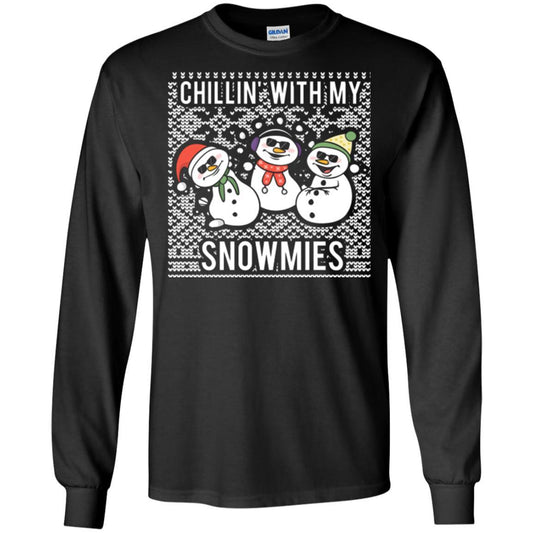 Christmas T-shirt Chillin' With My Snowmies Black