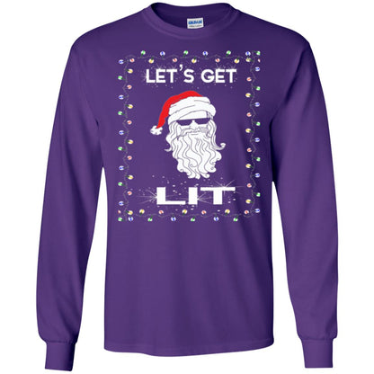 Christmas T-shirt Let_s Get Lit Purple