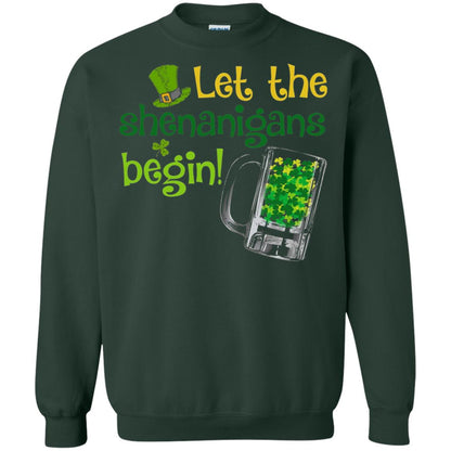 Let The Shenanigans Begin St. Patrick_s Day T-shirt Forest Green
