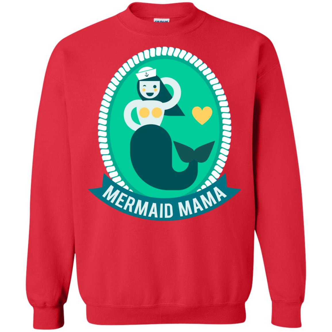 Mermaid Mama Cool Shirt For Grandma Love Mermaid Red