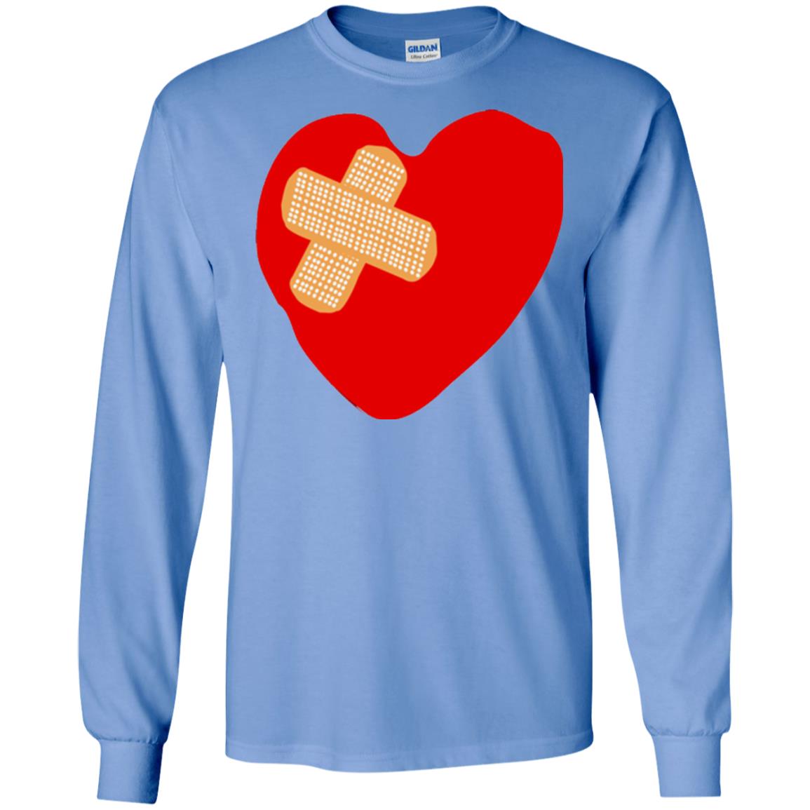 Funny Patched Up Heart Graphic T-shirt Carolina Blue