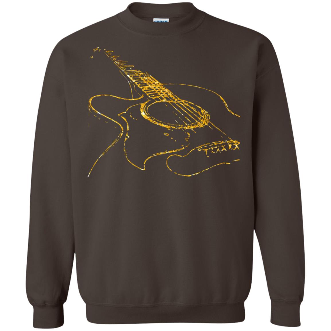 Guitar Gold Guitarist Gift Shirt For Mens Or Womens Dark Chocolate