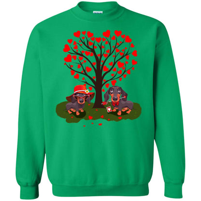 Valentine Dachshund Couple Heart Tree Shirt Irish Green