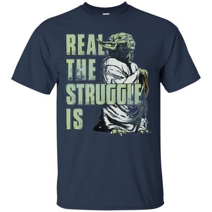 Film T-shirt Star Wars Yoda Real The Struggle Is Graphic Navy