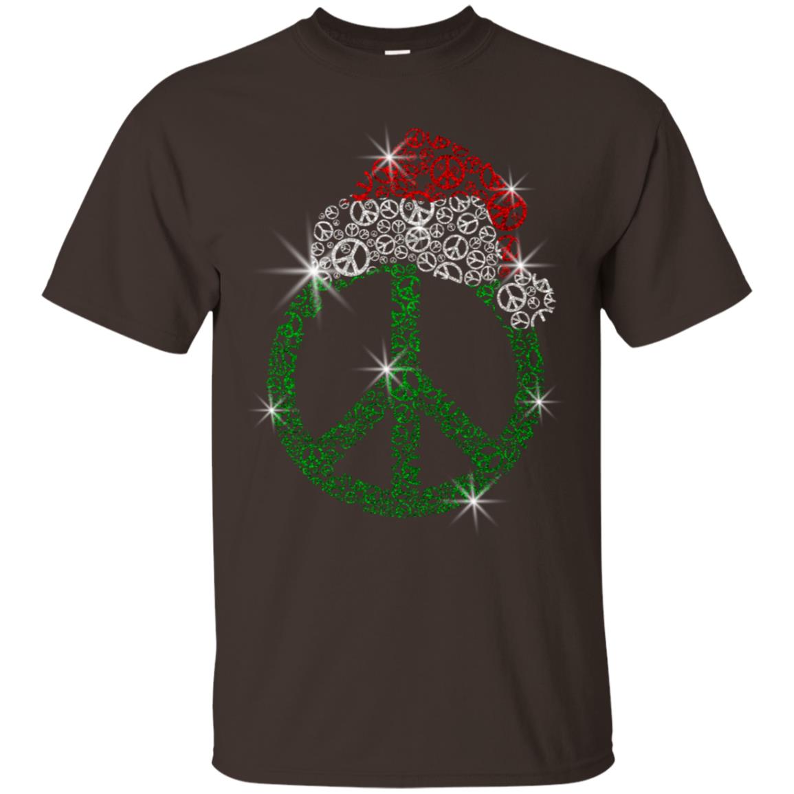 Peace Sign With Santa Ha Christmas Idea Gift Shirt Dark Chocolate