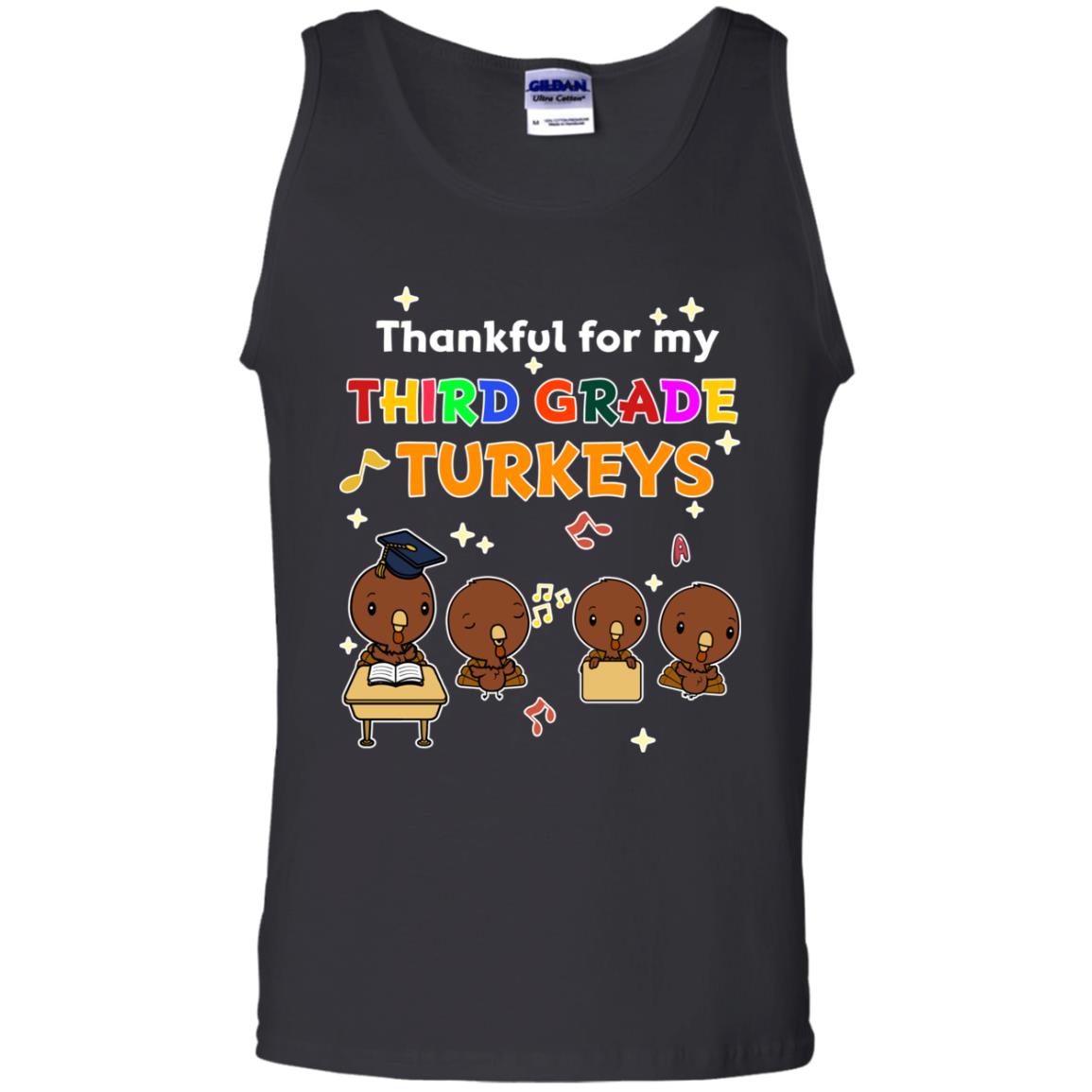 Thankful For My Third Grade Turkey Thanksgiving Shirt For 3rd Grade Teachers Black