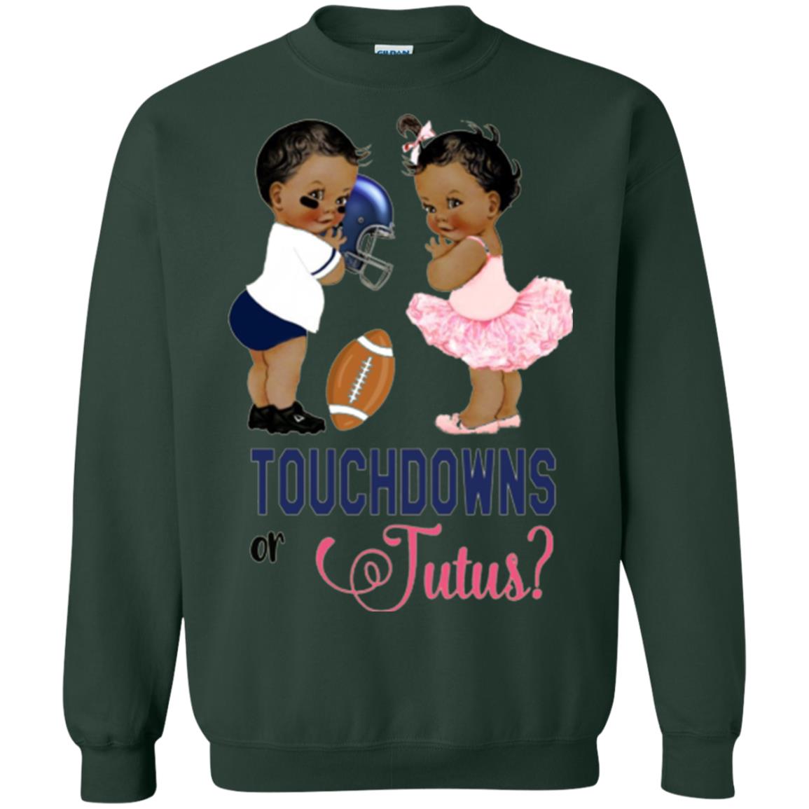 Ethnic Touchdowns Or Tutus Gender Reveal Party Football Lover T-shirt Forest Green