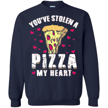 Funny Valentines Day Shirt Food Gift You_ve Stolen Pizza My Heart Navy
