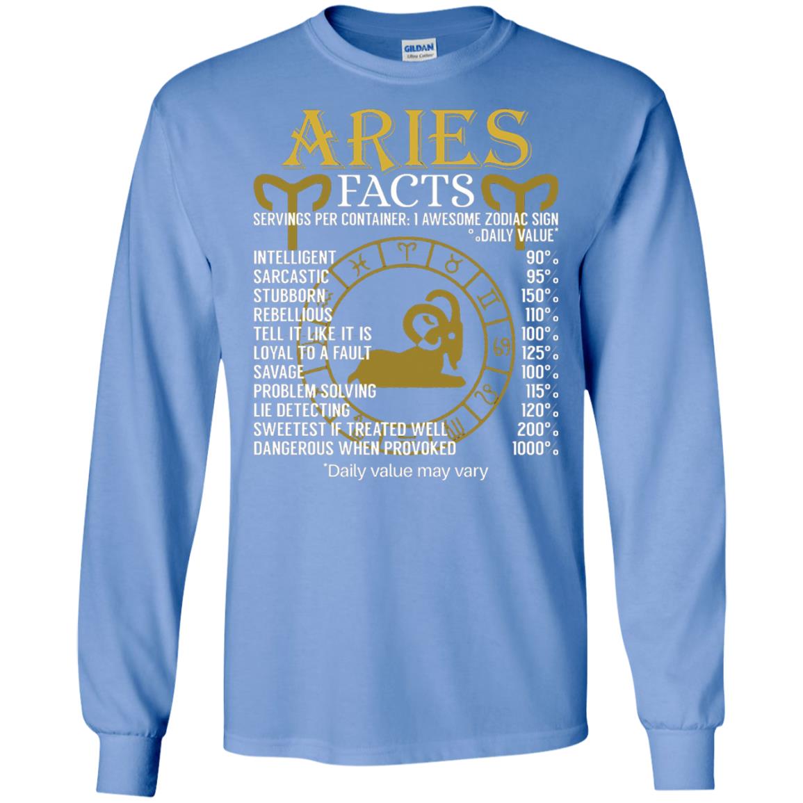Aries Facts Zodiac Sign T-shirt Carolina Blue