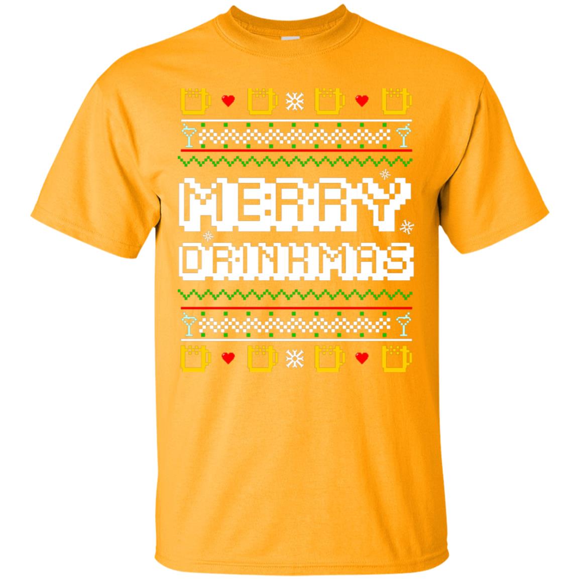 Merry Drinkmas X-mas Gift Shirt For Drinking Lovers Gold