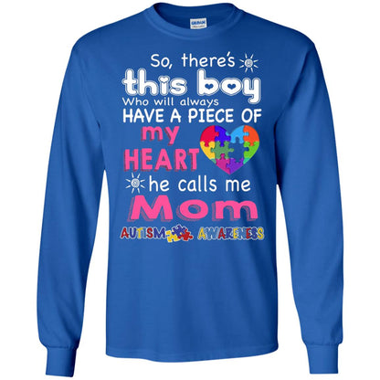There_s This Boy He Call Me Mom Autism Awareness T-shirt Royal