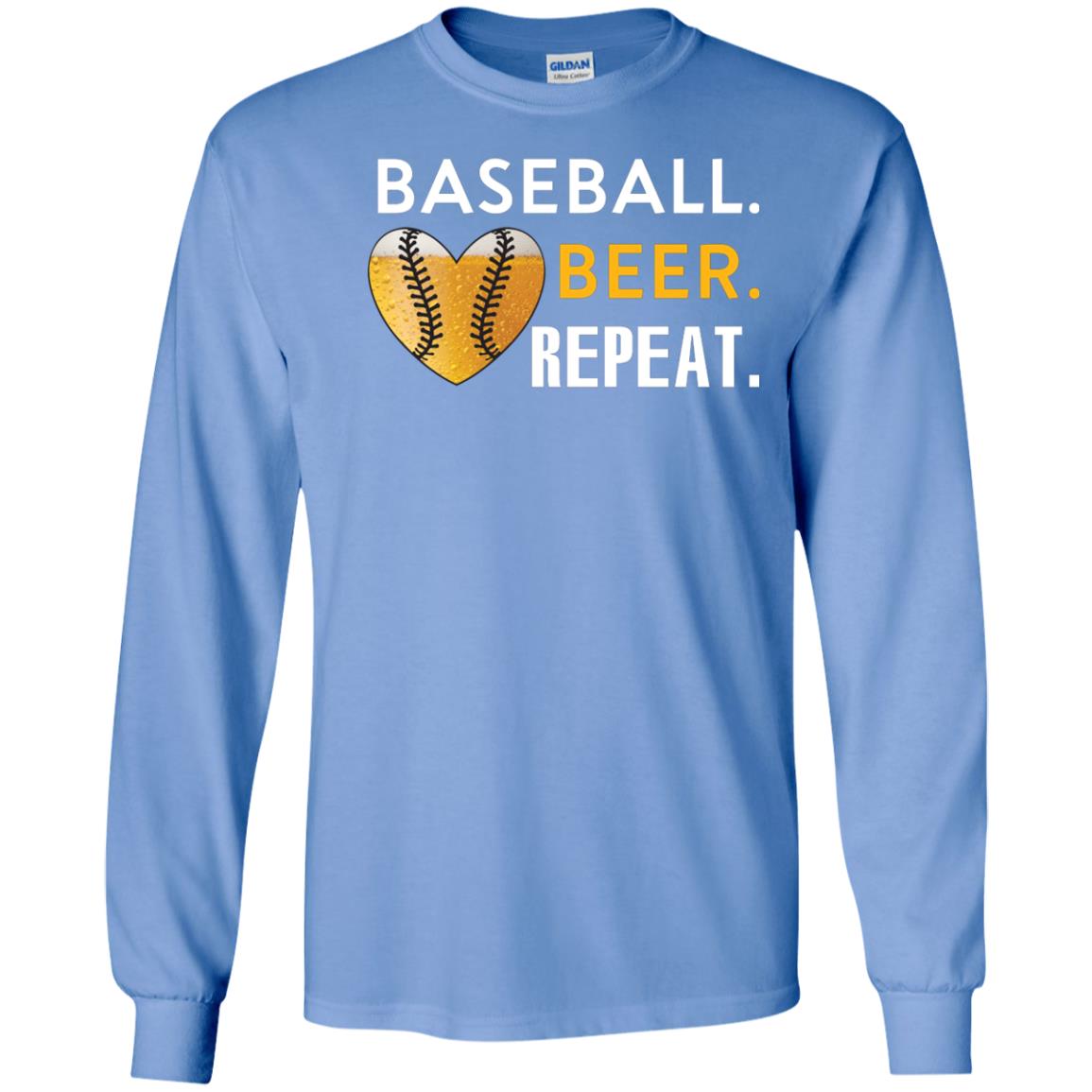 Baseball Lover T-shirt Beer Repeat Carolina Blue