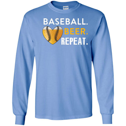 Baseball Lover T-shirt Beer Repeat Carolina Blue