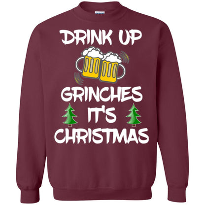 Beer Lovers T-shirt Drink Up Grinches It_s Christmas Maroon