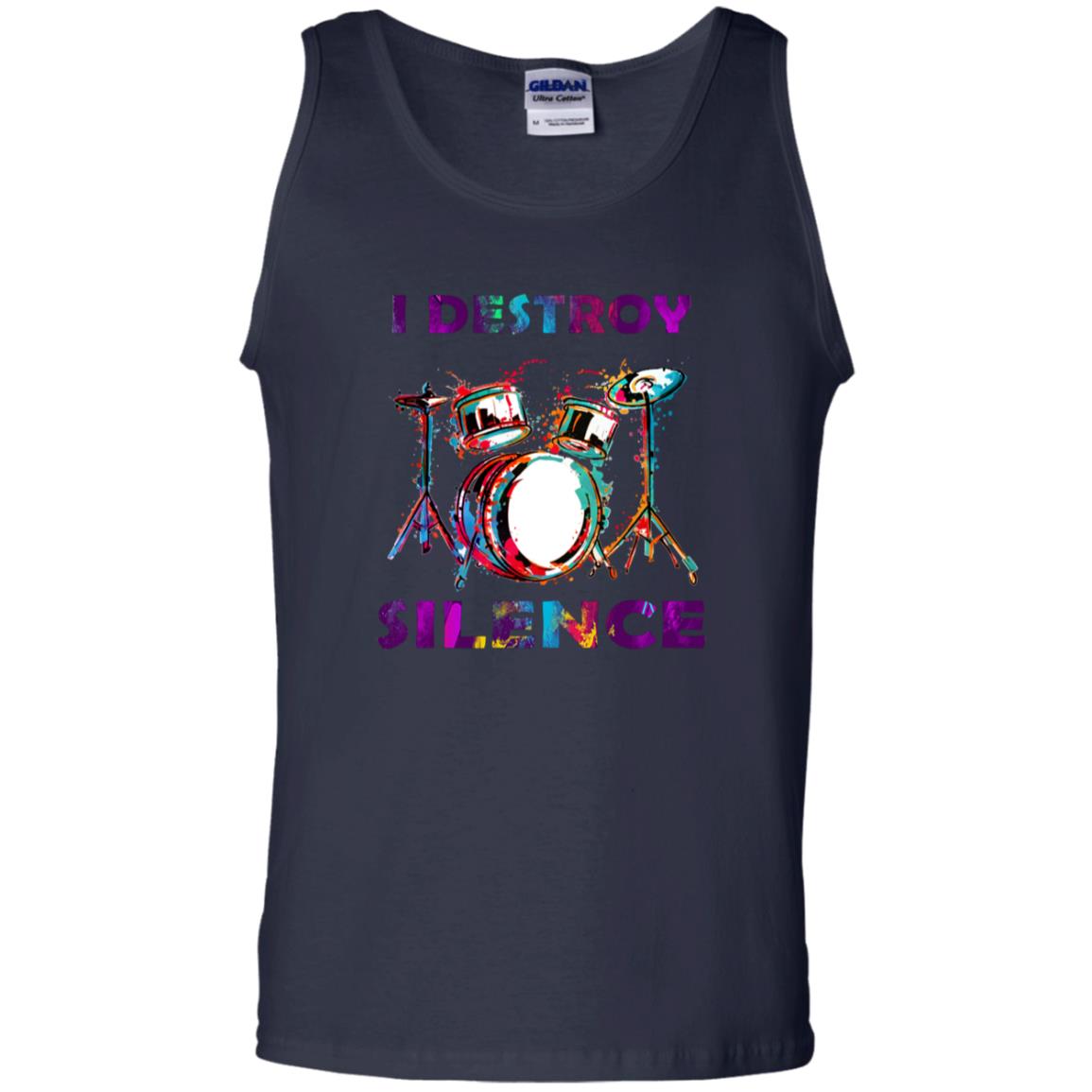 I Destroy Silence Drummer Shirt For Mens Womens Navy