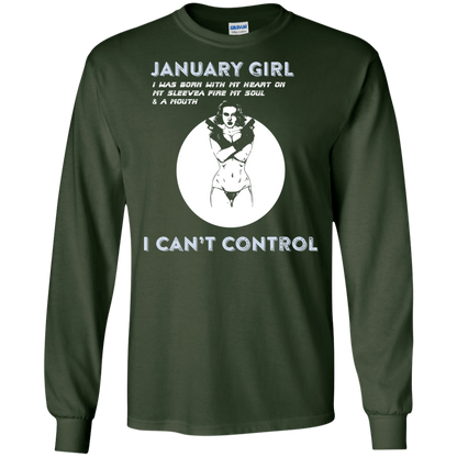 January Girl I Was Born With My Heart T-shirt Forest Green