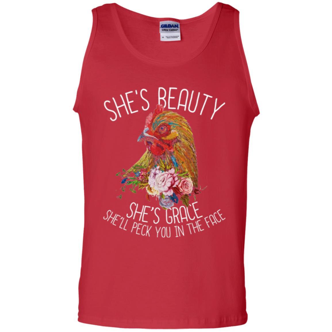 Chicken T-shirt She's Beauty She's Grace Red