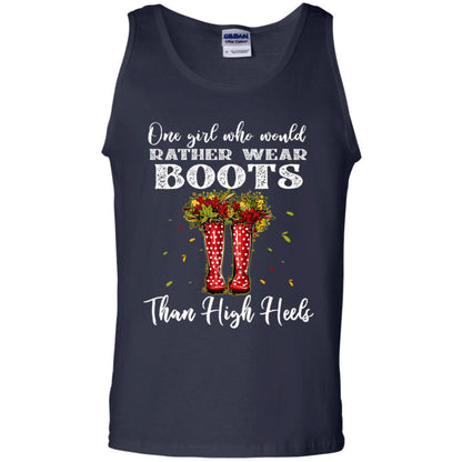 One Girl Who Would Rather Wear Boots Than High Heels Shirt Navy