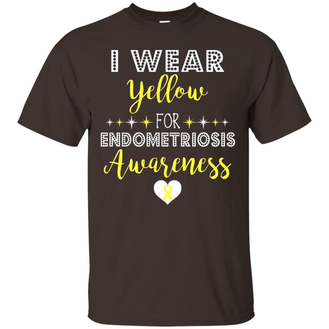 I Wear Yellow For Endometriosis Awareness Support Gift Shirt Dark Chocolate