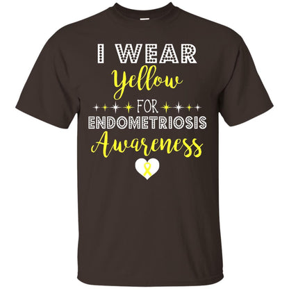 I Wear Yellow For Endometriosis Awareness Support Gift Shirt Dark Chocolate